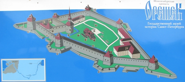 схема крепости Орешек в Шлиссельбурге